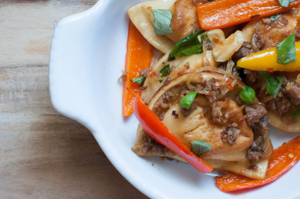 pierogi with sausage and peppers | the amiable cooks | best pierogie ...